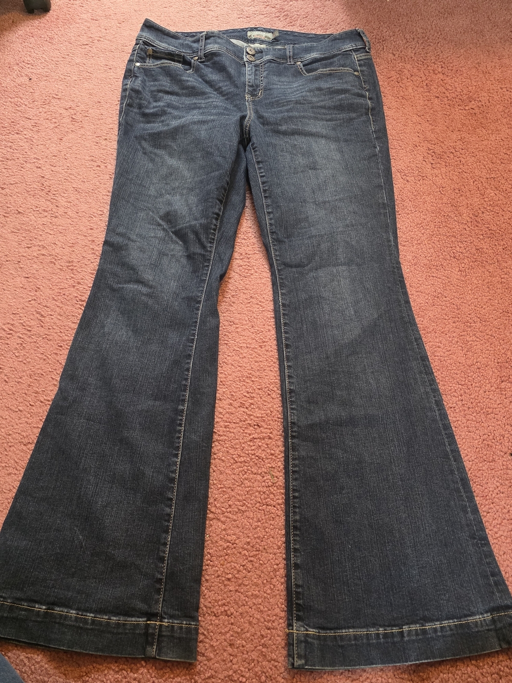 torrid Dark Blue Flare Jeans - Mid Rise Wide Leg 16T
